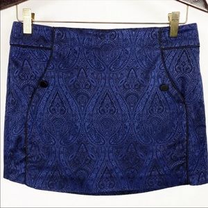Bebe Royal Blue & Black Paisley Mini Skirt. Size 4